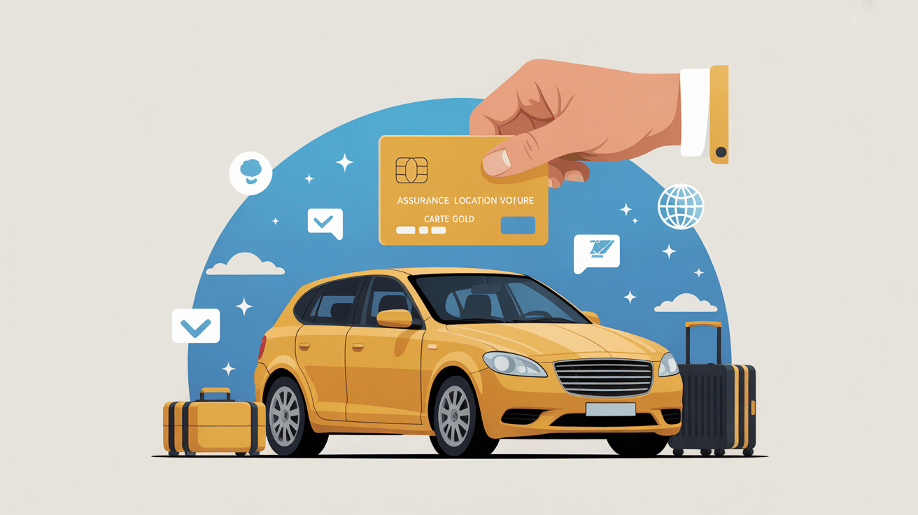 assurance location voiture carte gold illustration sécurité