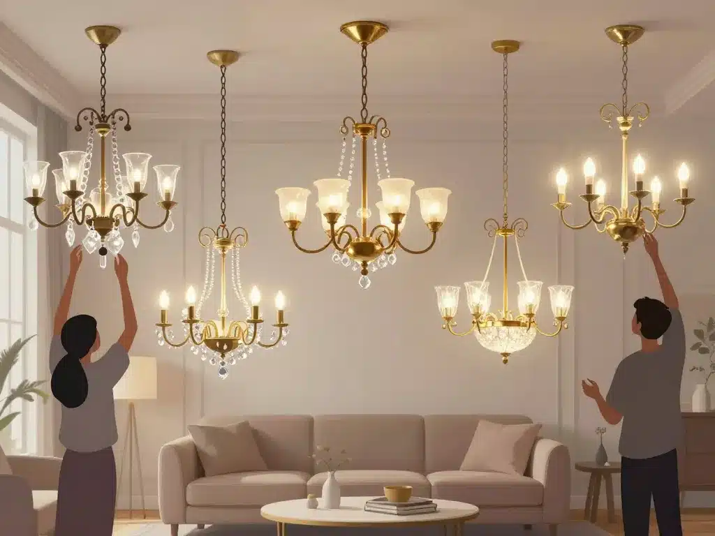 différents styles de chandelier lustre dans salon
