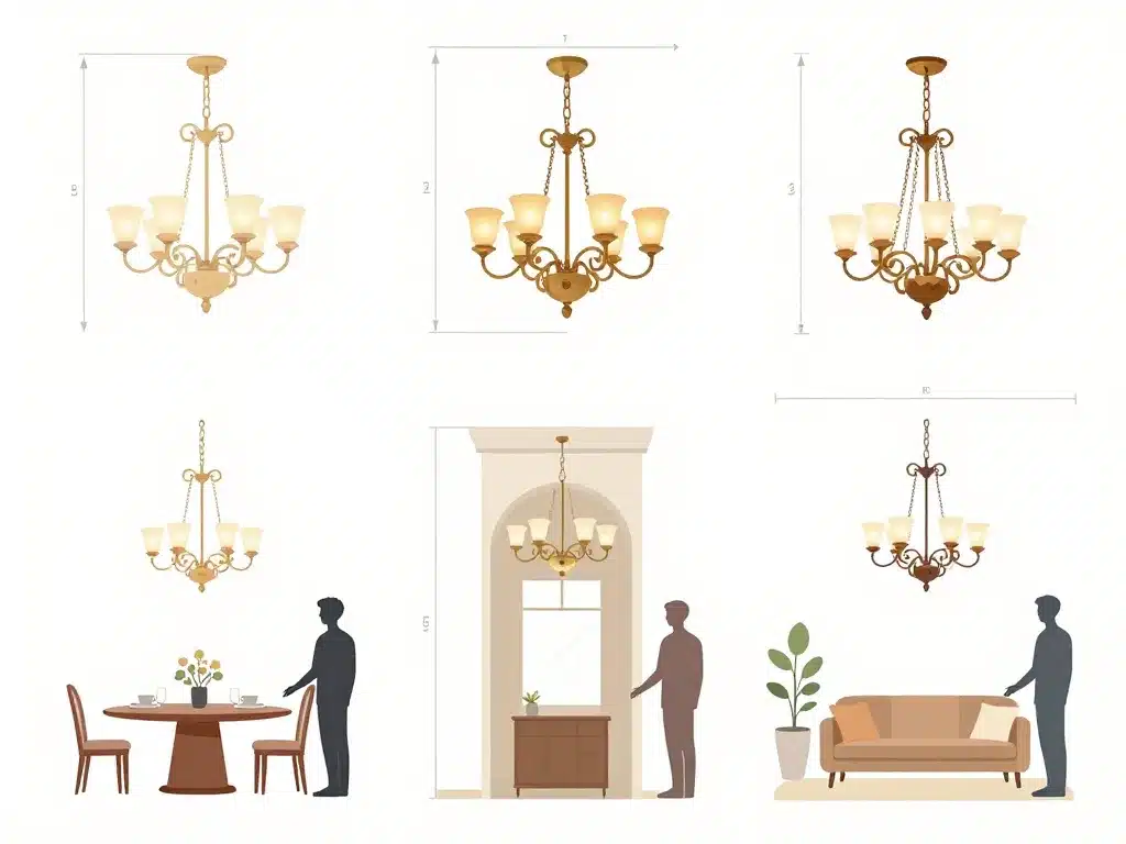 chandelier lustre proportions et hauteur correcte