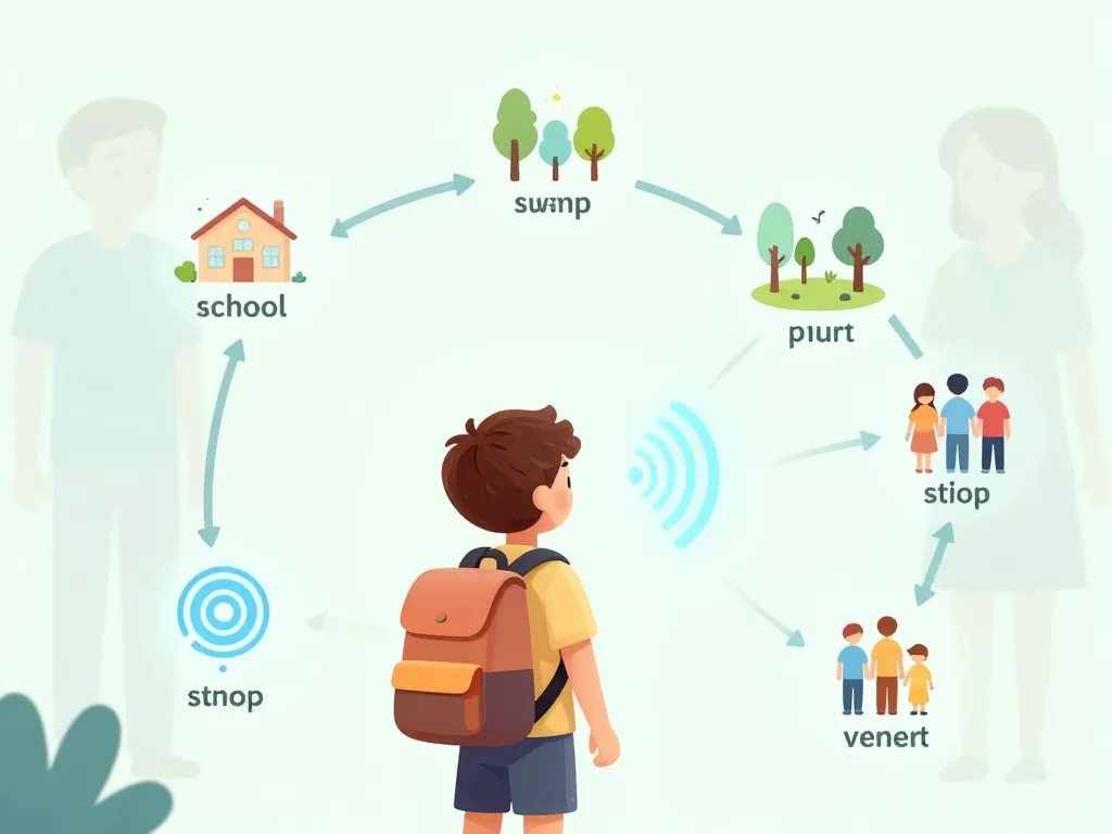 Illustration traceur GPS enfant trajet sécurisé