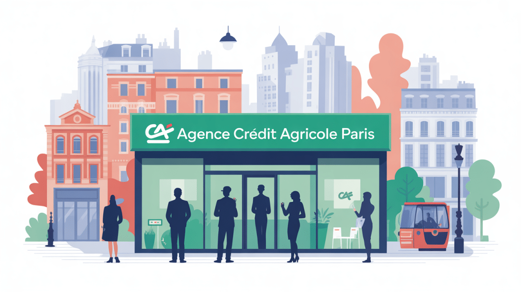 credit agricole paris agence illustration moderne