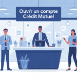 credit mutuel ouvrir un compte illustration agence bancaire moderne