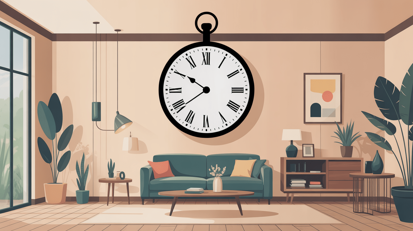 Horloge murale design pour salon dans une déco moderne élégante