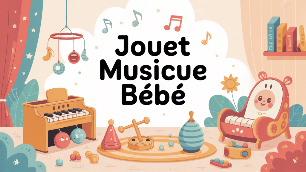 jouet musique bebe illustration chambre colorée