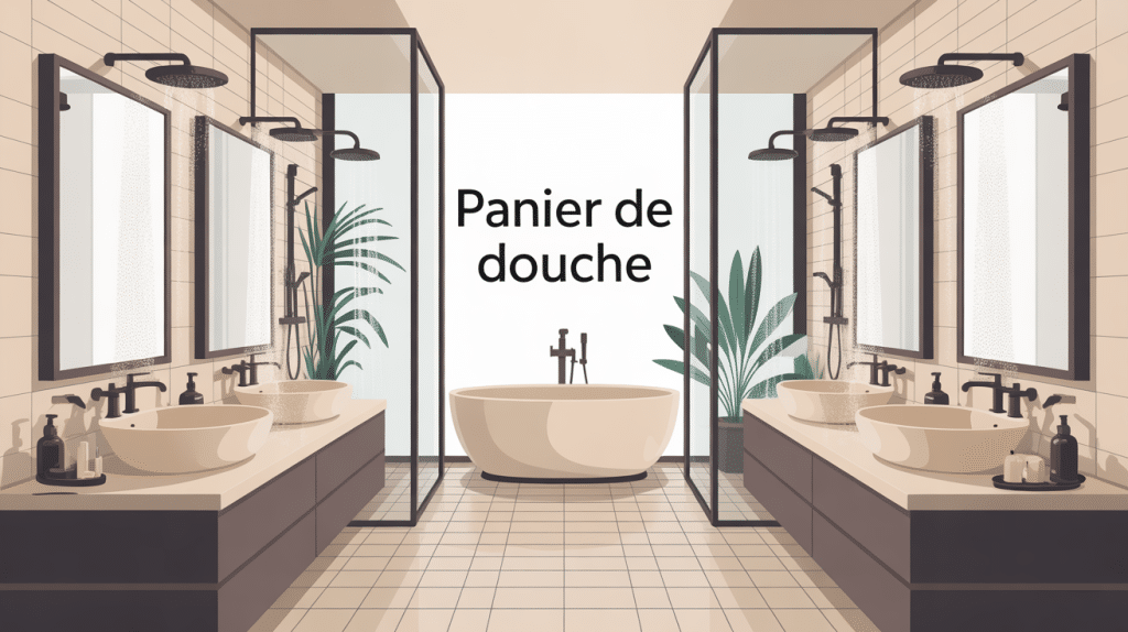 Salle de bain optimisée avec paniers douche design