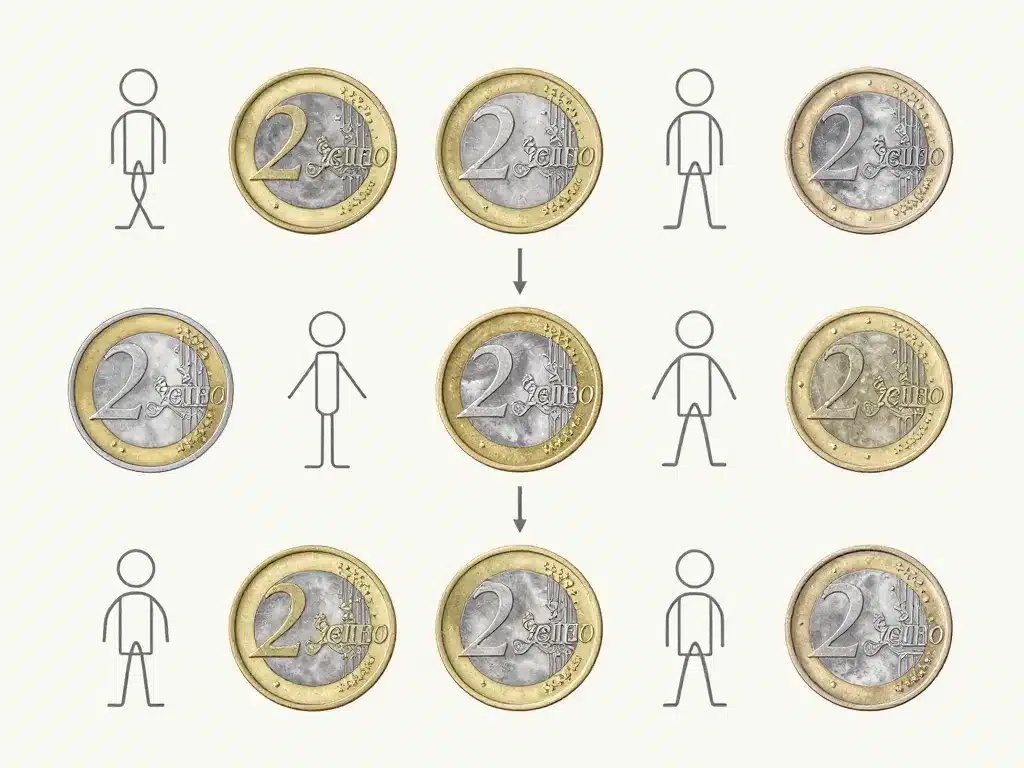 differentes piece 2 euro bonhomme baton silhouettes