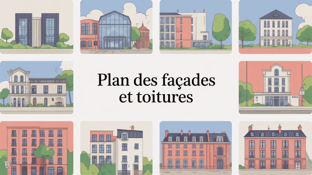 Plan des facades et toitures en illustration vectorielle moderne