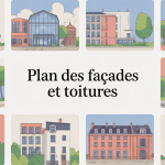 Plan des facades et toitures en illustration vectorielle moderne