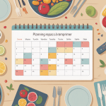 planning repas mois à imprimer sur table de cuisine calendrier coloré