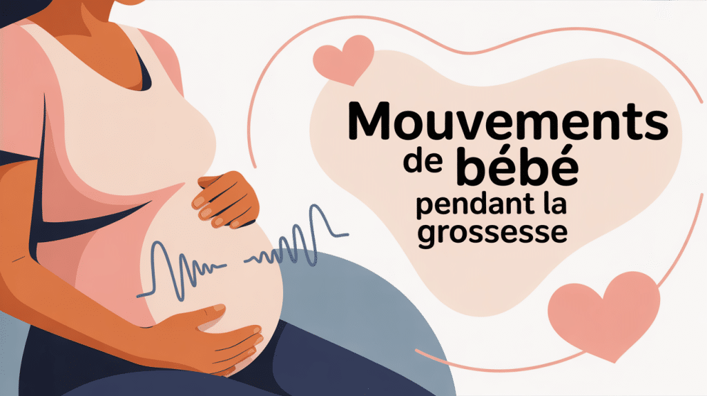 Illustration pourquoi bébé bouge moins certains jours main sur le ventre enceinte