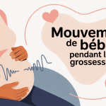 Illustration pourquoi bébé bouge moins certains jours main sur le ventre enceinte