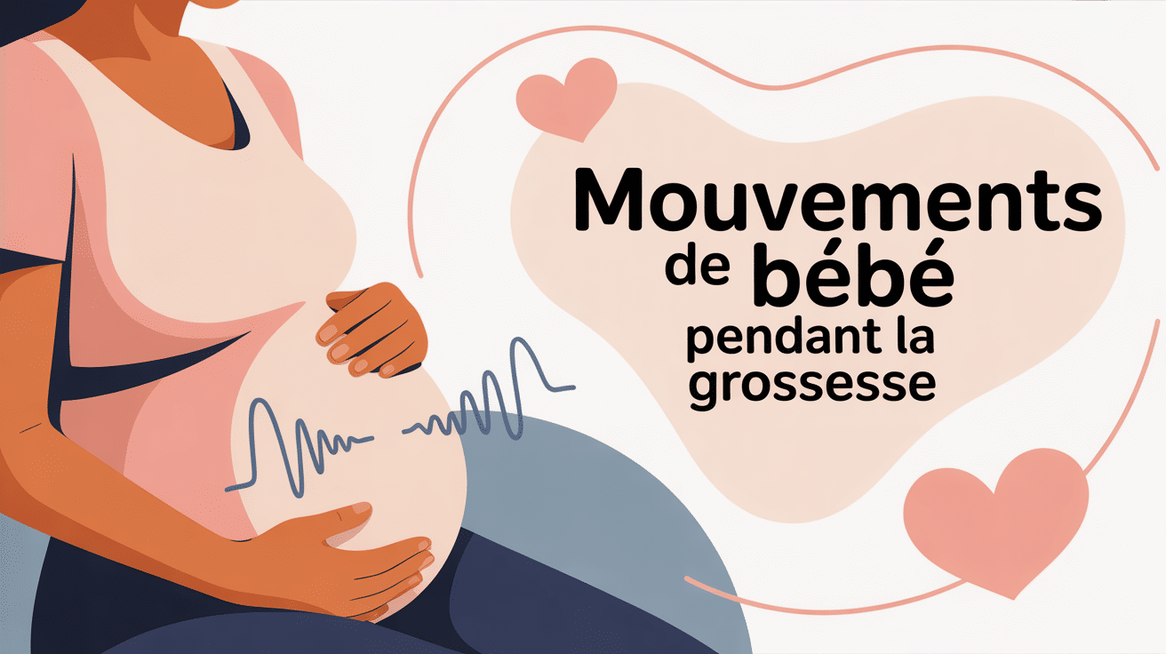 Illustration pourquoi bébé bouge moins certains jours main sur le ventre enceinte