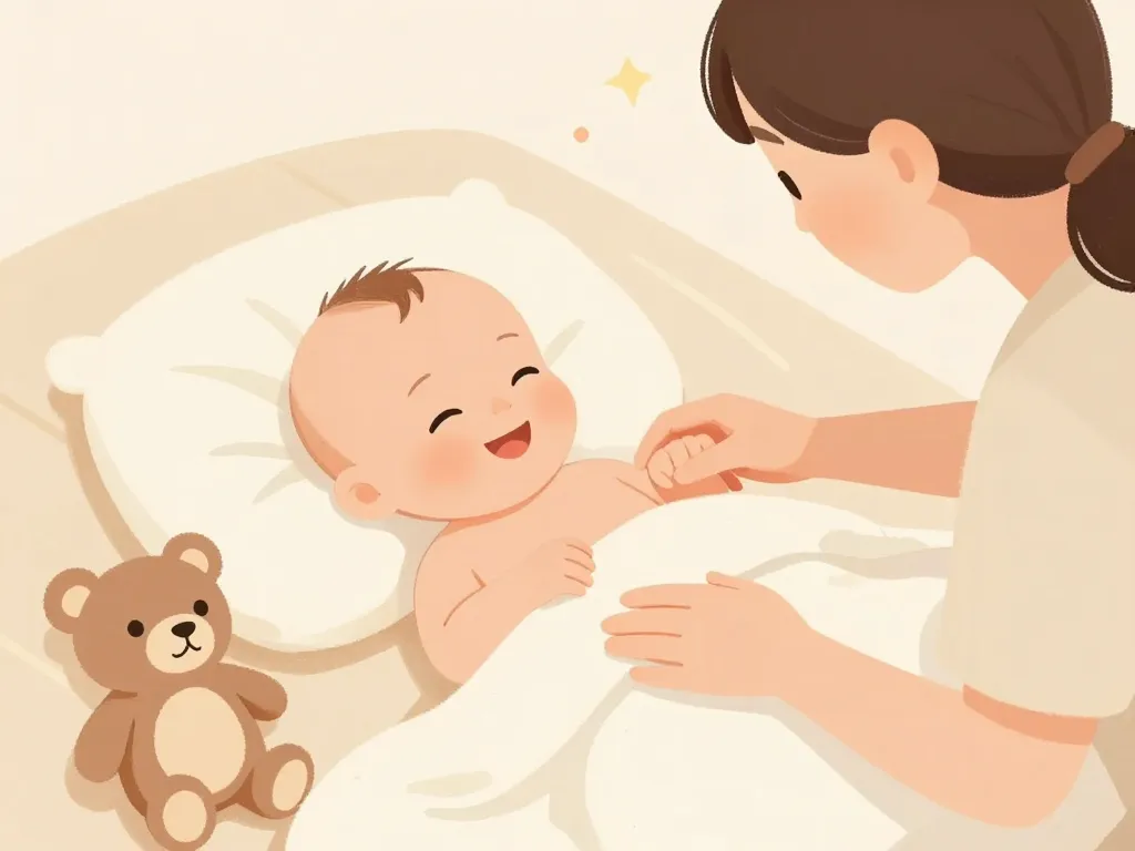 Premiere photo dent qui perce, preparation bebe avec parent et ambiance douce