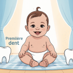 Premiere photo dent qui perce, bebe sur plaid sourire et ambiance familiale