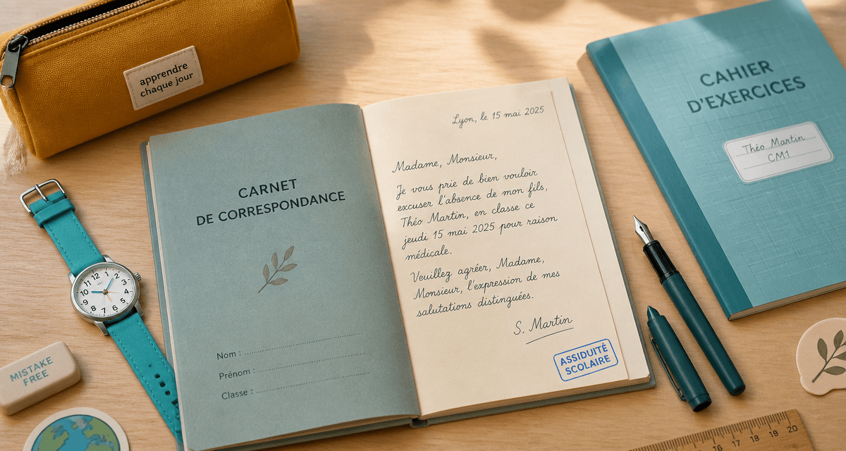absence ecole carnet correspondance lettre signée