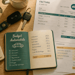 automobile budget clés factures carnet sur table