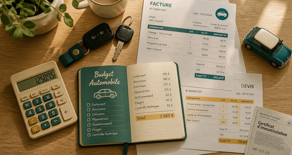 automobile budget clés factures carnet sur table