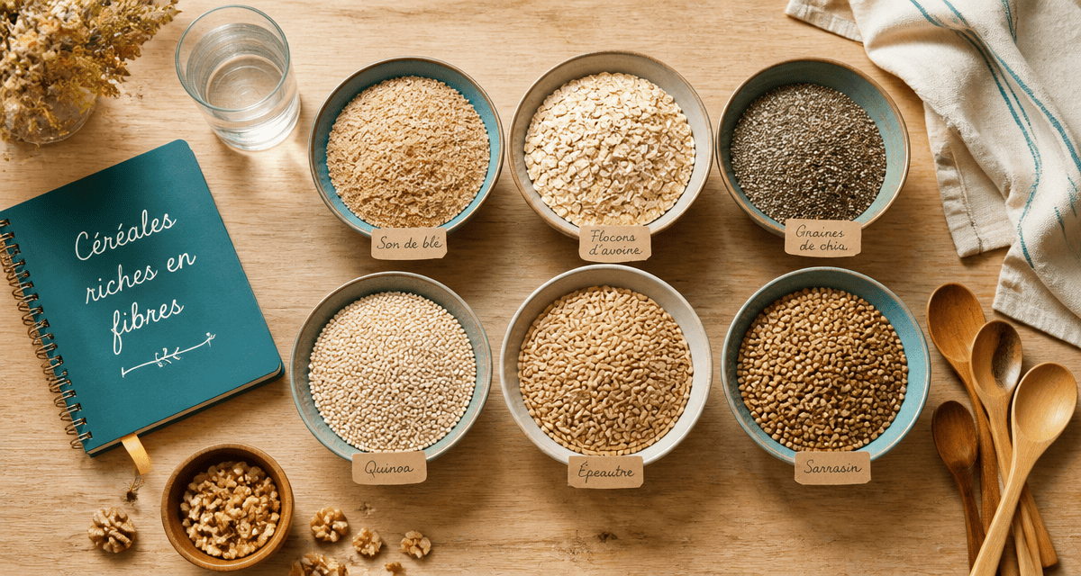 Bol de cereale riche en fibre sur table