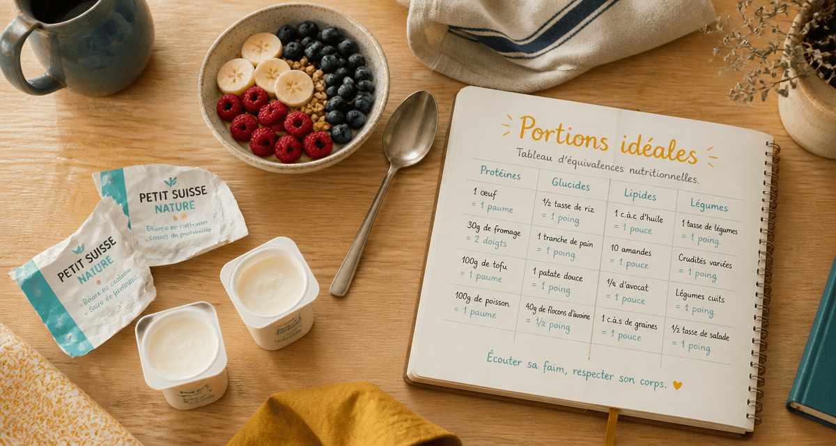 combien de petit suisse par jour sur table avec fruits et carnet