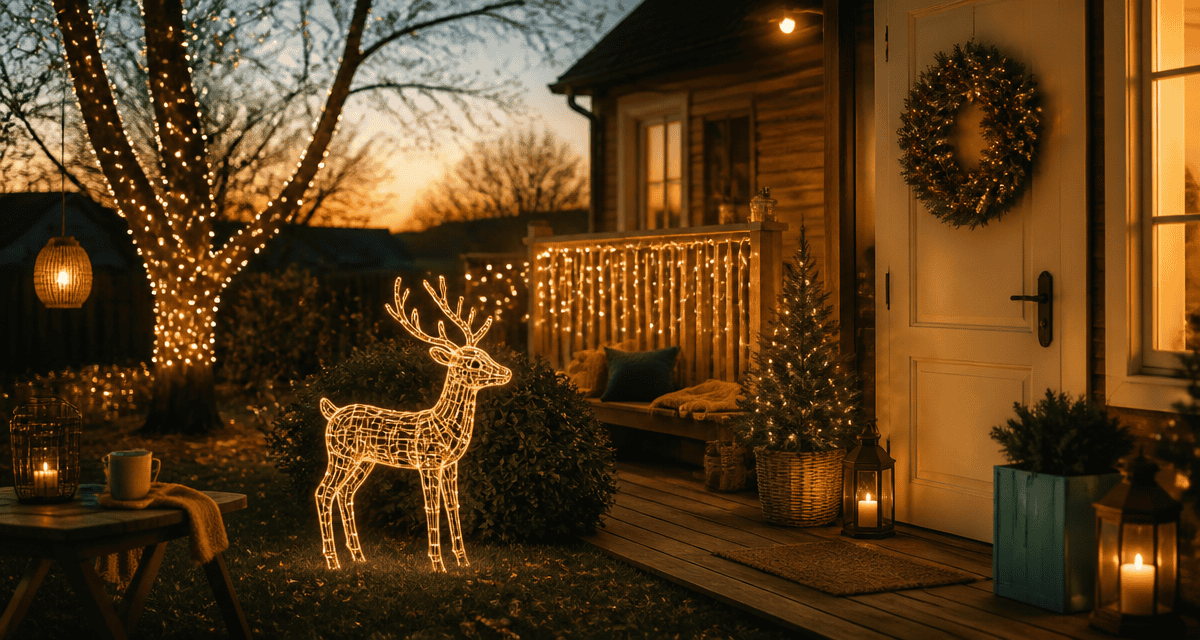 decoration noel exterieur jardin guirlandes led