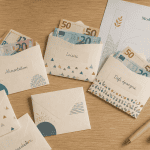 enveloppe budget à imprimer avec euros sur table