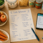 liste courses alimentaires manuscrite avec produits essentiels