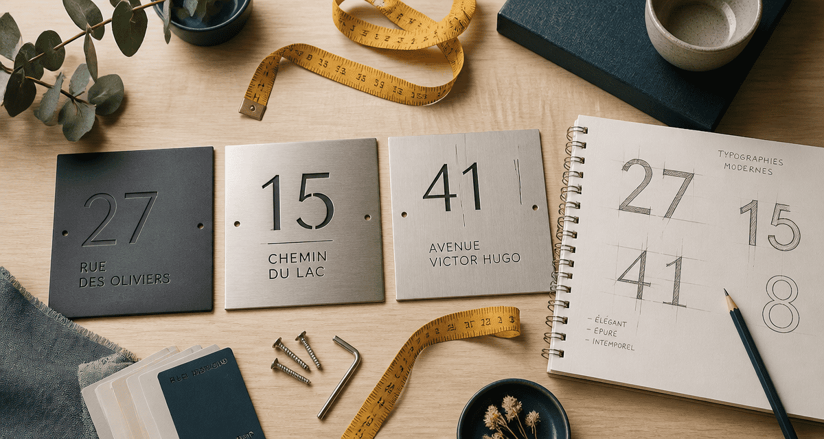 Numero de maison design échantillons matériaux fixation