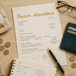 pension en garde alternée calcul et document sur table