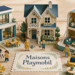 playmobil maison miniatures sur table en bois
