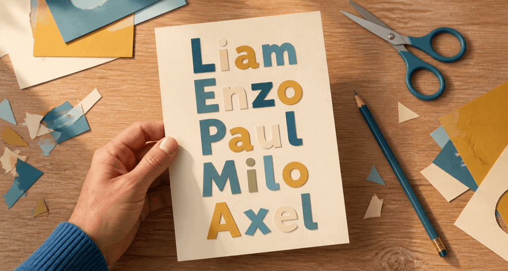 prenom garcon 4 lettres en papier decoupe