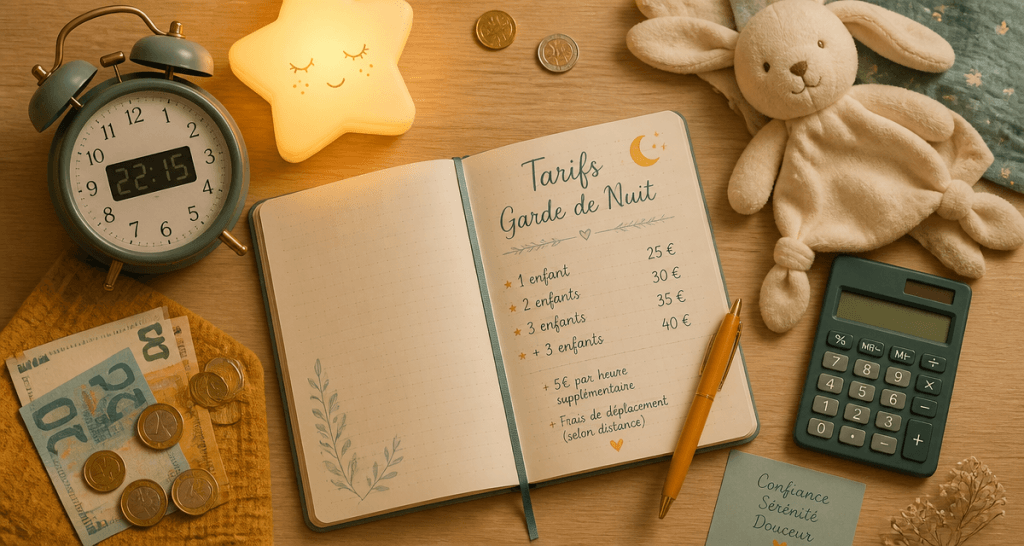 tarif babysitter nuit carnet calculatrice euros