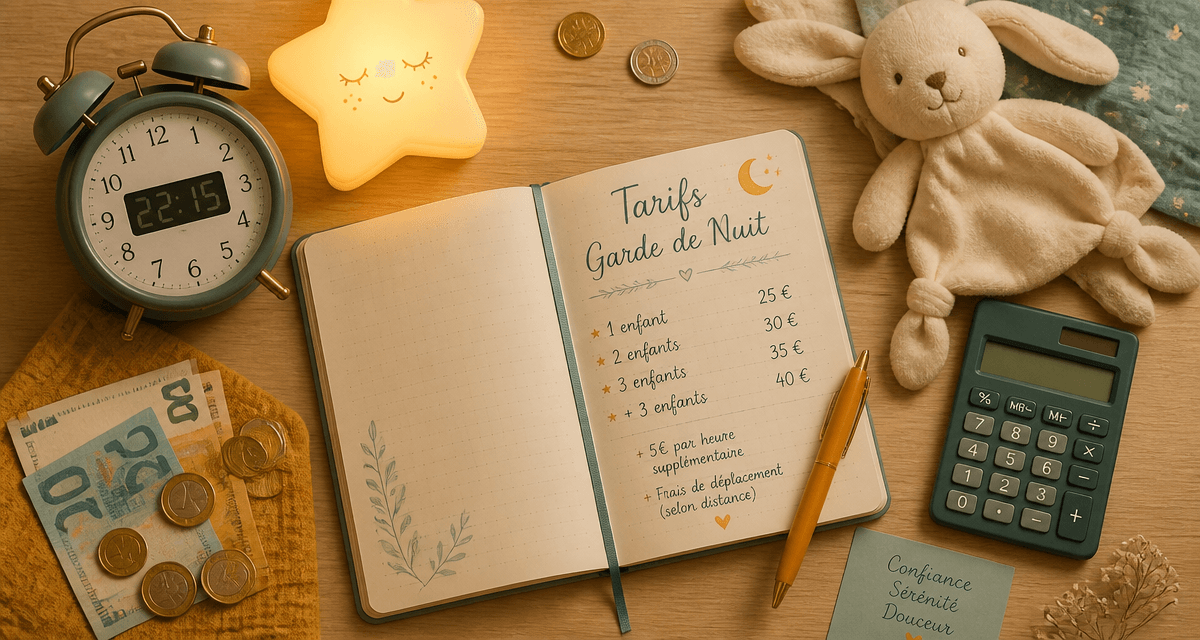 tarif babysitter nuit carnet calculatrice euros