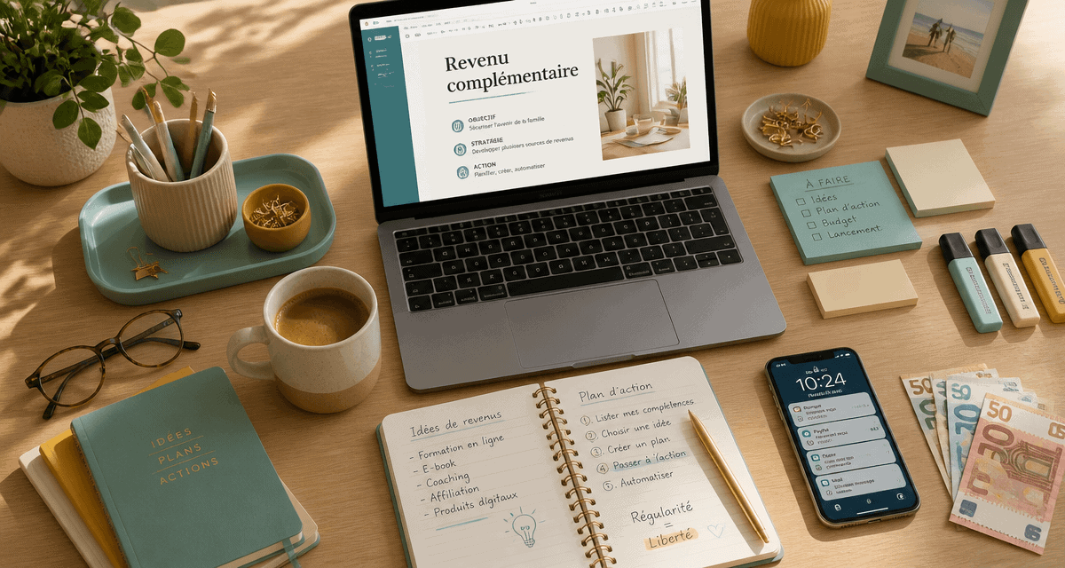 Télétravail pour arrondir ses fins de mois, bureau organisé et lumineux