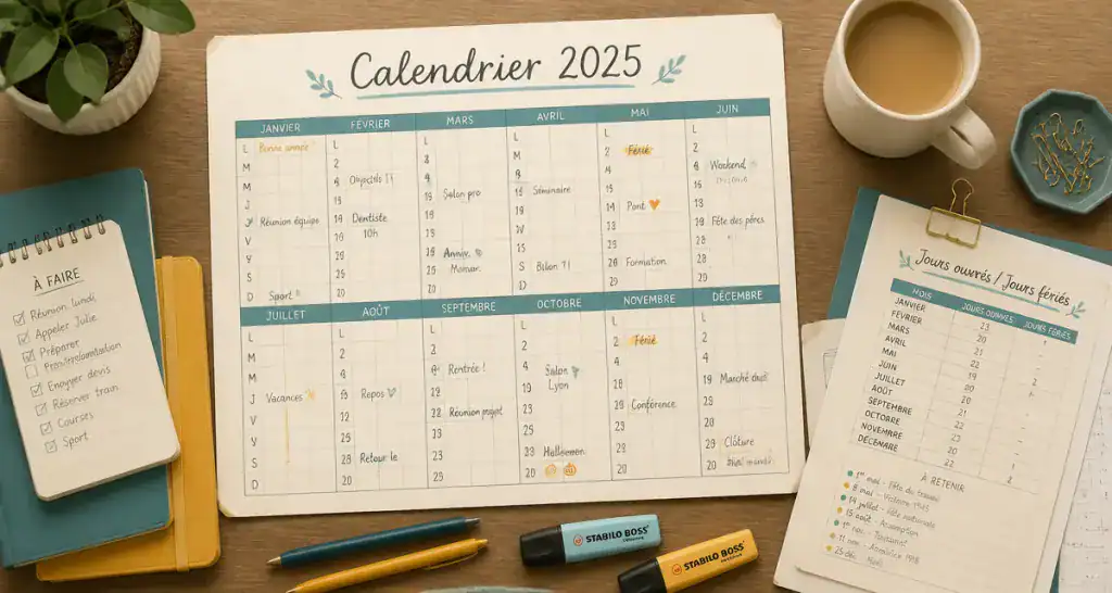 calendrier 2025 nombre de samedi et dimanche en 2025