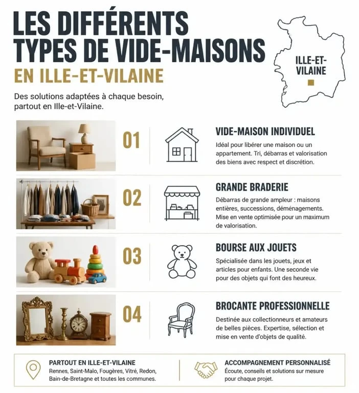 Types de vide-maisons et brocantes en Ille-et-Vilaine 35