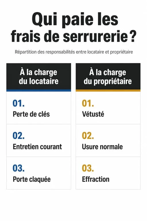 Infographie sur la répartition des frais de changement de serrure pour un locataire