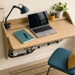 Aménager un bureau dans un petit espace : bureau mural rabattable près de la fenêtre