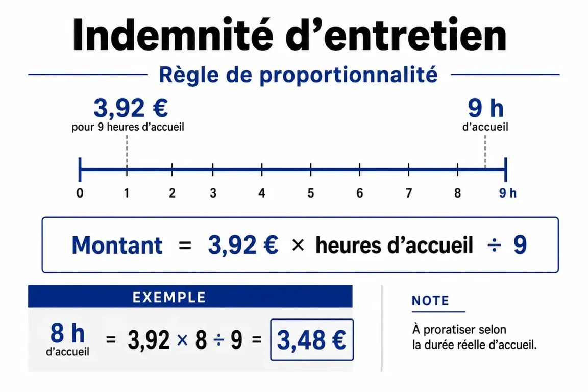 Infographie explicative du calcul de l'indemnité d'entretien pour assistante maternelle