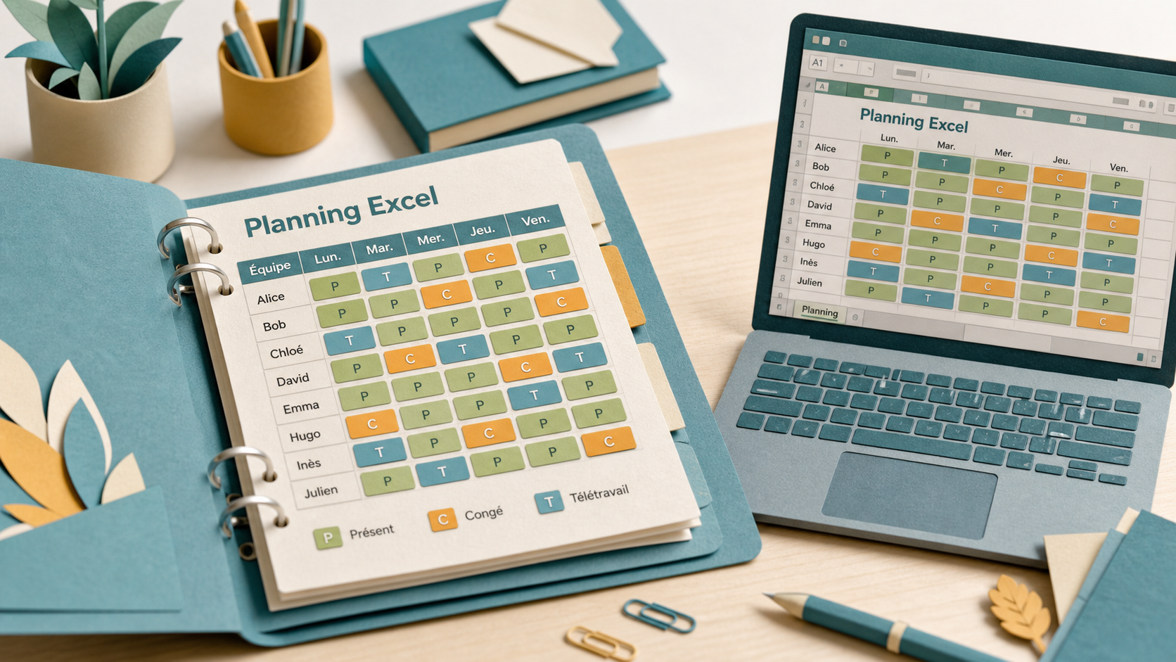 Faire un planning excel : tableau lisible sur bureau et écran