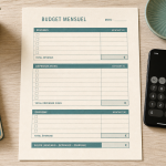 Feuille de budget mensuel vierge gratuit : revenus, dépenses et épargne