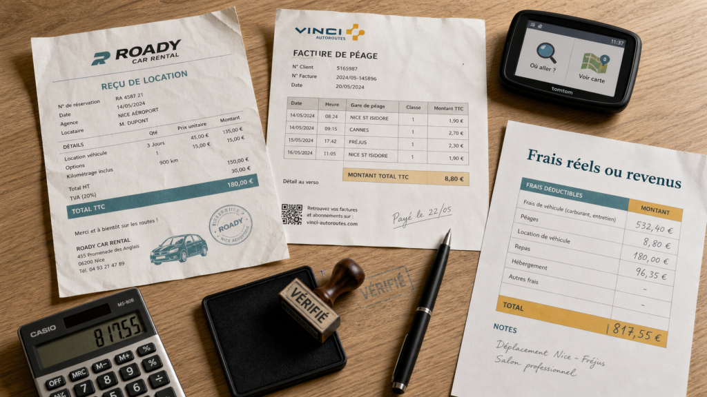 Location voiture déductible impôts particulier : frais réels et déclaration BIC