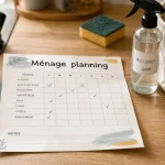 Ménage planning 15 minutes par jour par pièce, checklist cuisine