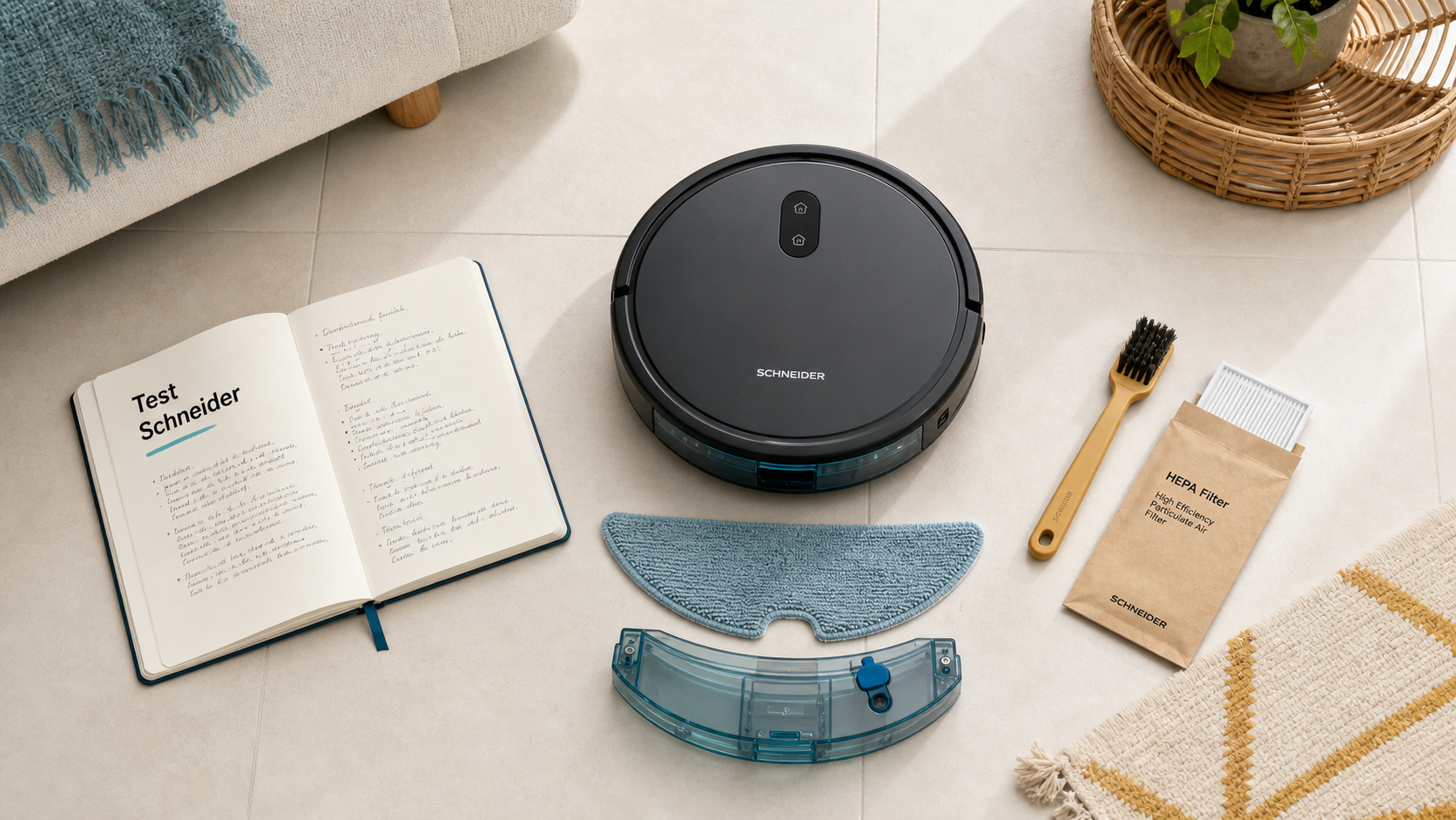 Robot aspirateur laveur Schneider avis : serpillière, eau et nettoyage