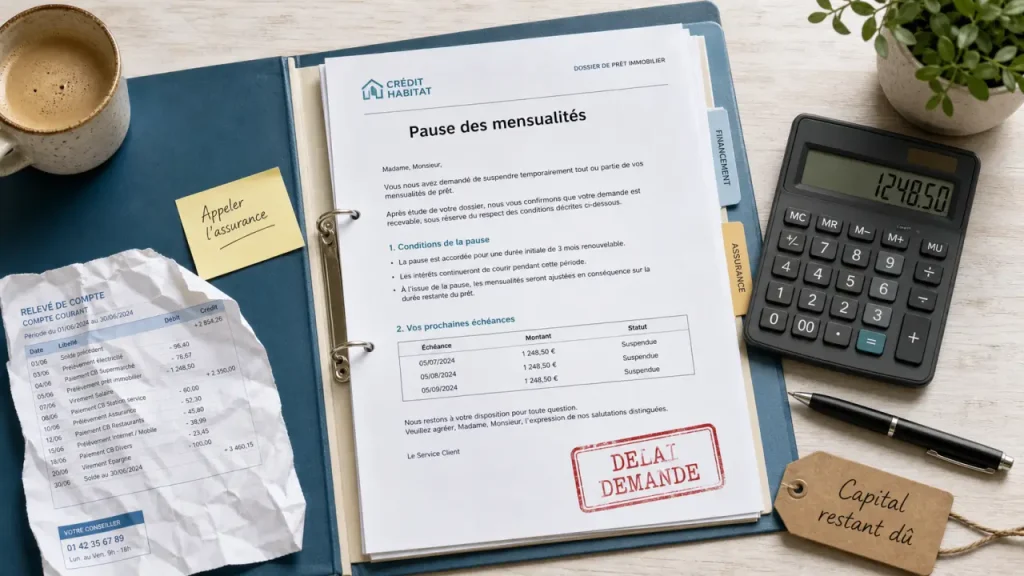 Suspendre credit immobilier : demande de pause des mensualités, dossier et tampon délai