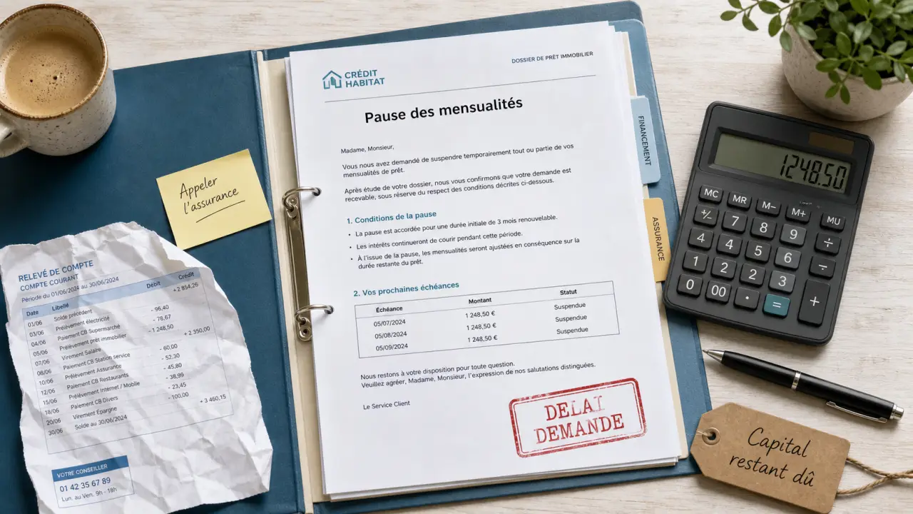 Suspendre credit immobilier : demande de pause des mensualités, dossier et tampon délai