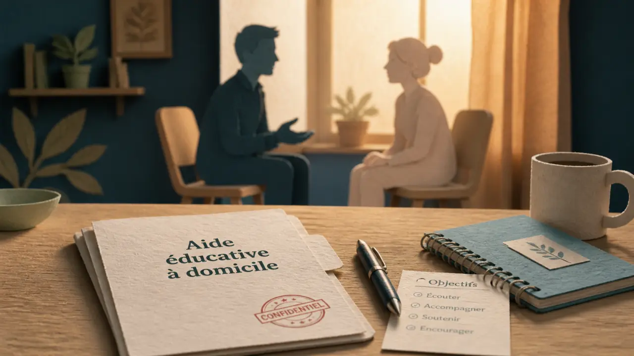 Aide éducative à domicile temoignage, dossier sur la table