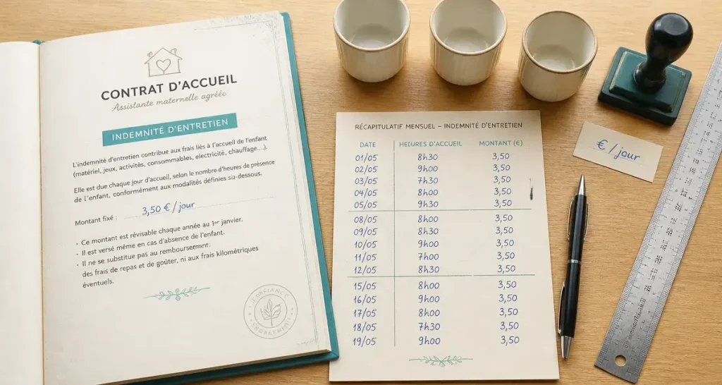 Indemnité d’entretien d’une assistante maternelle : 6h06, 9h et calculs à vérifier