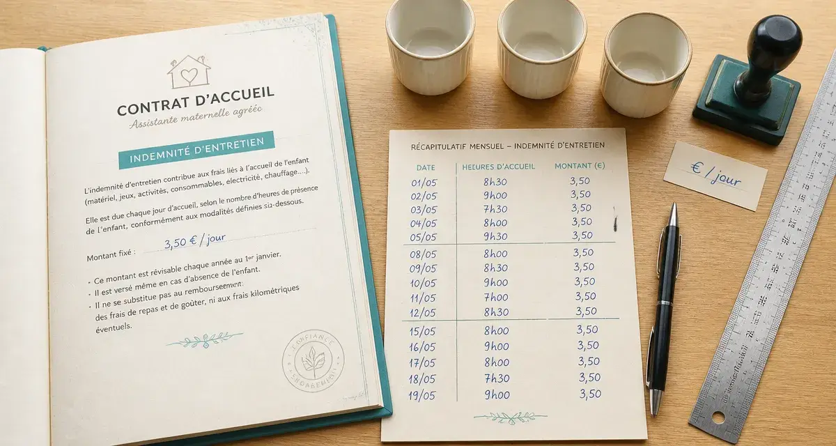 Indemnité entretien assistante maternelle : calcul 6h06 et 9h