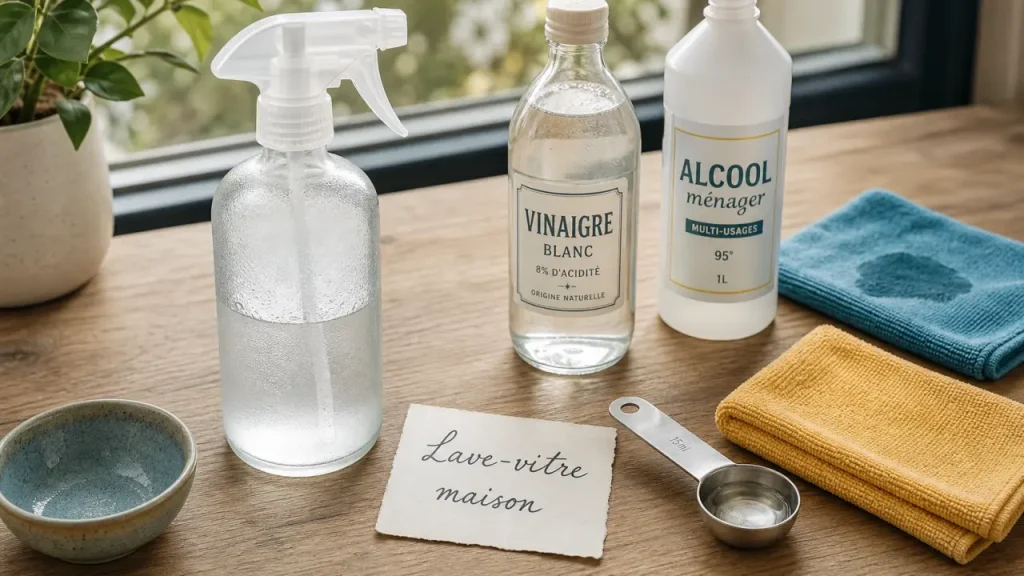 Nettoyant à vitre maison au vinaigre blanc : 200 ml, la microfibre propre et zéro trace