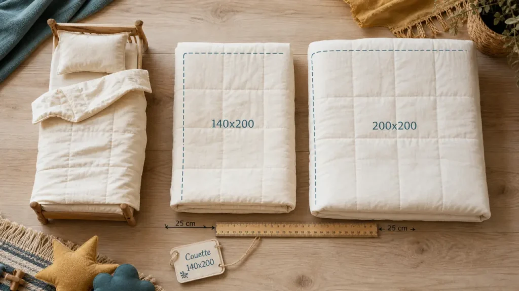 Taille de couette pour lit 90×190 : 140×200 suffit dans la plupart des cas